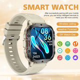 Smart watch with a colorful display on a beige background